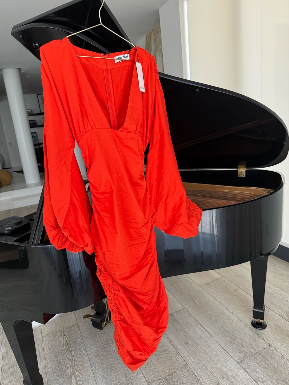 ANDREA IYAMAH Long Sleeve V-Neck Ruched Dress, can fit small-medium - Picture 6 of 16